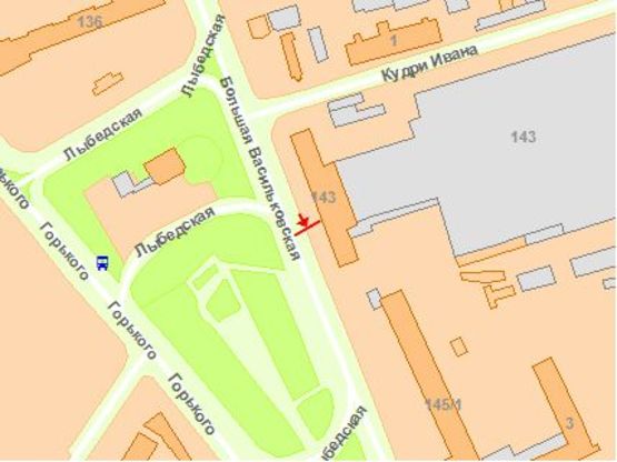 Схема рекламної площини за адресою Большая Васильковская ул. 143 Схема рекламної площини за адресою Большая Васильковская ул. 143