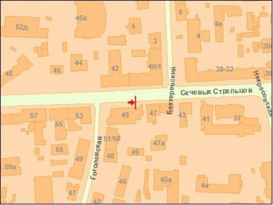 Схема рекламної площини за адресою Сечевых Стрельцов ул. 49 Схема рекламної площини за адресою Сечевых Стрельцов ул. 49