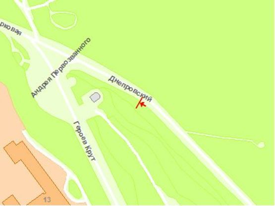 Схема рекламной плоскости по адресу Днепровский спуск 6 Схема рекламной плоскости по адресу Днепровский спуск 6