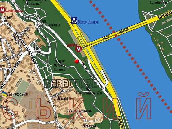 Схема рекламної площини за адресою Днепровский спуск (26) Схема рекламної площини за адресою Днепровский спуск (26)