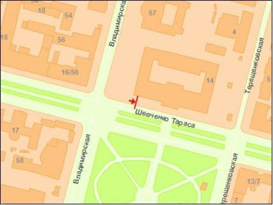 Схема рекламной плоскости по адресу Тараса Шевченко бул. 14 (5) Схема рекламной плоскости по адресу Тараса Шевченко бул. 14 (5)