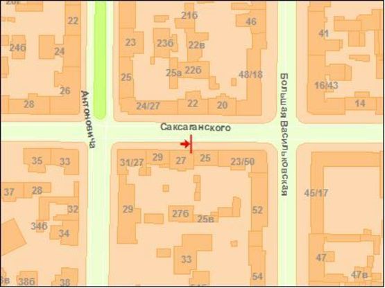 Схема рекламної площини за адресою Саксаганского ул. 25 Схема рекламної площини за адресою Саксаганского ул. 25