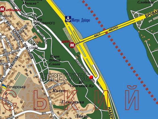 Схема рекламної площини за адресою Днепровский спуск (10-1) Схема рекламної площини за адресою Днепровский спуск (10-1)