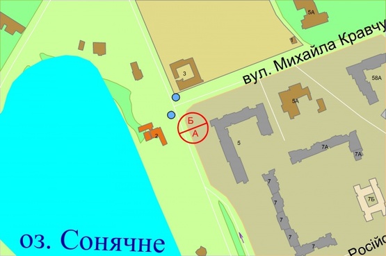 Схема рекламної площини за адресою Ревуцького, 5 Схема рекламної площини за адресою Ревуцького, 5