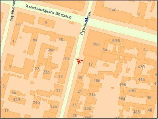 Схема рекламної площини за адресою Пушкинская ул. 17 Схема рекламної площини за адресою Пушкинская ул. 17