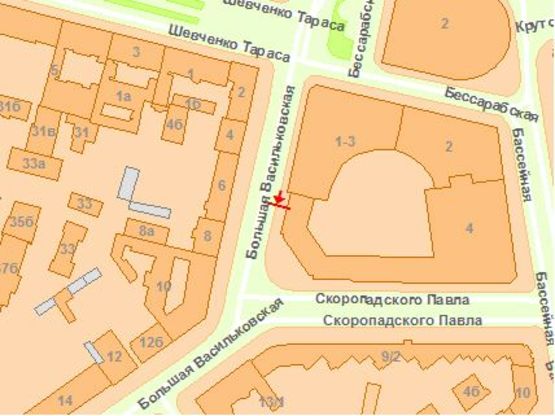 Схема рекламной плоскости по адресу Большая Васильковская ул. 1-3 (1), Arena City Схема рекламной плоскости по адресу Большая Васильковская ул. 1-3 (1), Arena City