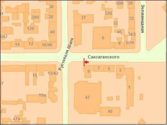 Схема рекламної площини за адресою Саксаганского ул., 9 Схема рекламної площини за адресою Саксаганского ул., 9