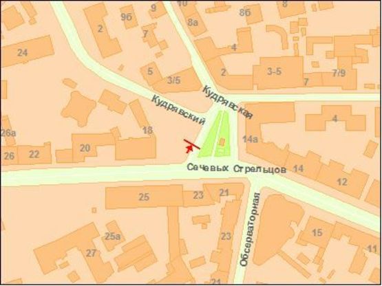 Схема рекламної площини за адресою Сечевых Стрельцов ул. 18 Схема рекламної площини за адресою Сечевых Стрельцов ул. 18