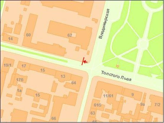 Схема рекламної площини за адресою Льва Толстого ул., 12/62 Схема рекламної площини за адресою Льва Толстого ул., 12/62