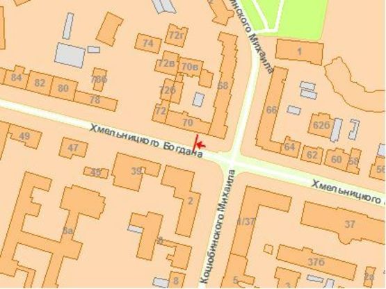 Схема рекламной плоскости по адресу Богдана Хмельницького ул.,  70 Схема рекламной плоскости по адресу Богдана Хмельницького ул.,  70