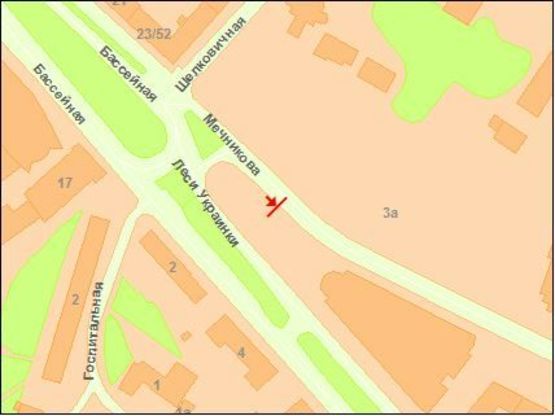 Схема рекламної площини за адресою Мечникова  ул., 2 Схема рекламної площини за адресою Мечникова  ул., 2