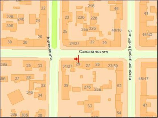 Схема рекламной плоскости по адресу Саксаганского ул., 29 Схема рекламной плоскости по адресу Саксаганского ул., 29