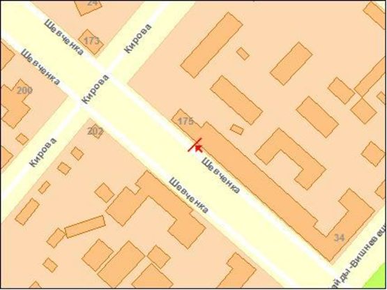 Схема рекламной плоскости по адресу Шевченко бул. 177 !!! Размер 1.22х1.84 м !!!