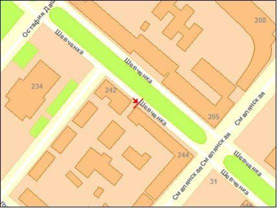 Схема рекламной плоскости по адресу Шевченко бул. 244 !!! Размер 1.22х1.84 м !!!