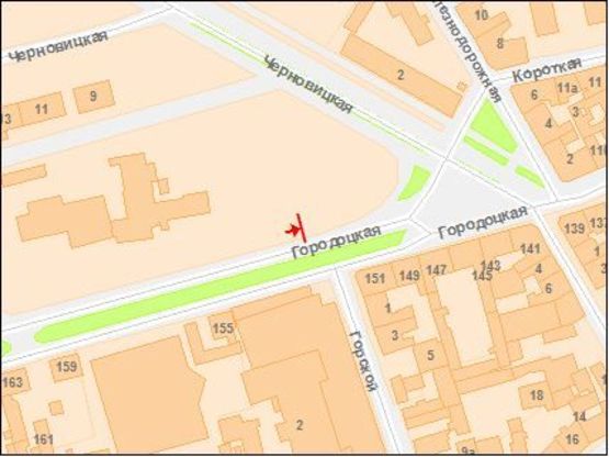 Схема рекламної площини за адресою Городоцкая ул., перед пригородным ж/д вокзалом, 1 Схема рекламної площини за адресою Городоцкая ул., перед пригородным ж/д вокзалом, 1