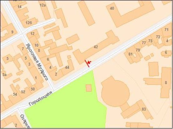 Схема рекламной плоскости по адресу Городоцкая ул., 42 (напротив левого угла д. 79)