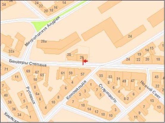 Схема рекламной плоскости по адресу Бандеры С. ул. 26 Схема рекламной плоскости по адресу Бандеры С. ул. 26