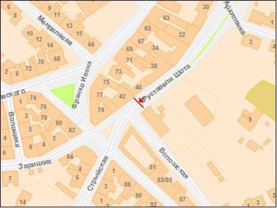 Схема рекламної площини за адресою Руставели Шота ул., 42 Схема рекламної площини за адресою Руставели Шота ул., 42