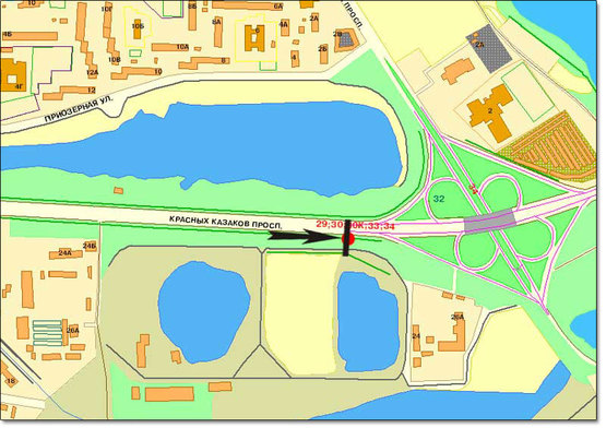 Схема рекламной плоскости по адресу пр.Московский,26 направление на Московский мост  ближе к дороге (призма)