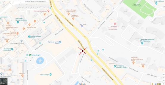 Схема рекламної площини за адресою Ул. Бассейная, 17 на пересечении с ул. Госпитальная