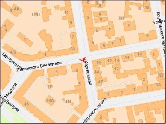 Схема рекламной плоскости по адресу Харьковская ул. - Ширшова ул.