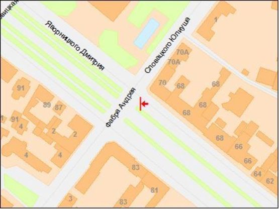 Схема рекламной плоскости по адресу Яворницкого пр. - Фабра ул.