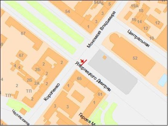 Схема рекламної площини за адресою Яворницкого пр. - Короленко ул. Схема рекламної площини за адресою Яворницкого пр. - Короленко ул.