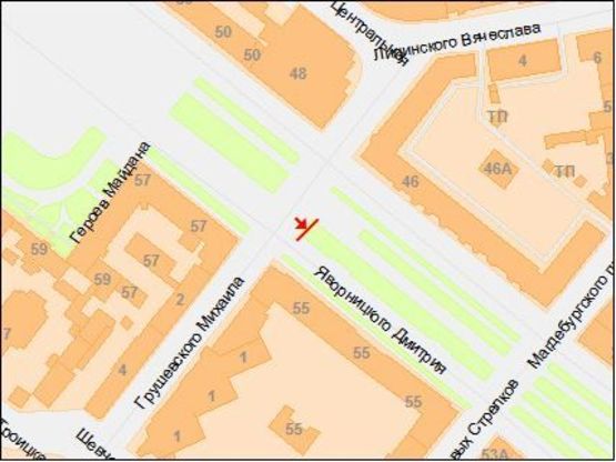 Схема рекламной плоскости по адресу Яворницкого пр.- Грушевского ул. Схема рекламной плоскости по адресу Яворницкого пр.- Грушевского ул.