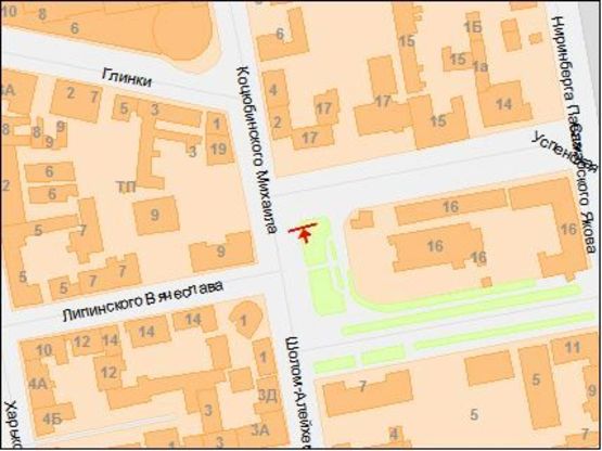 Схема рекламной плоскости по адресу Коцюбинского ул. - Успенская пл., въезд на мост Центральный