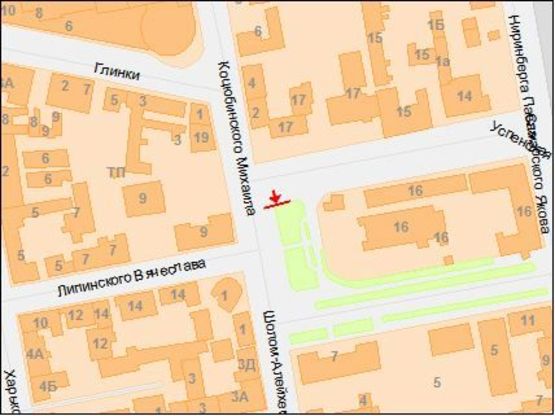 Схема рекламної площини за адресою Коцюбинского ул. - Успенская пл., съезд с мост Центральный