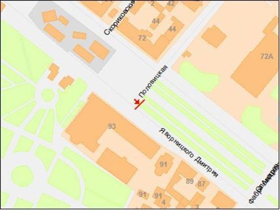 Схема рекламной плоскости по адресу Яворницкого пр., 93 - Половицкая ул. Схема рекламной плоскости по адресу Яворницкого пр., 93 - Половицкая ул.