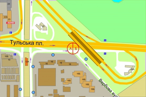 Схема рекламной плоскости по адресу Степана Бандери (Московський) проспект, 16 на розподілювачі