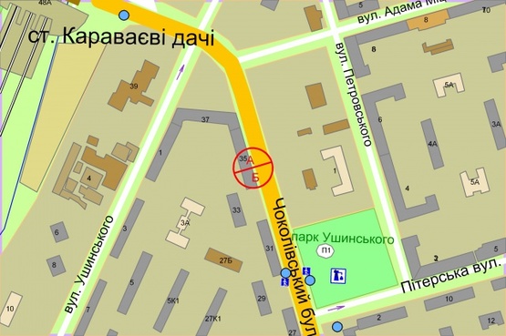 Схема рекламної площини за адресою Чоколівський бульвар, 35