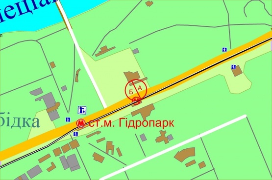 Схема рекламной плоскости по адресу Броварський проспект, М"Гідропарк", рух в напрямку лівого берегу, ліворуч