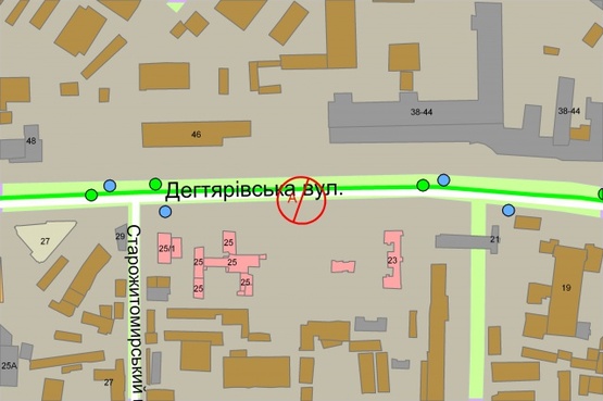 Схема рекламної площини за адресою Дегтярівська, 23
