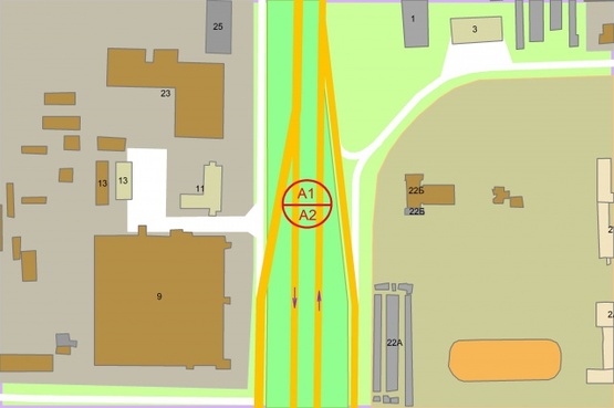 Схема рекламної площини за адресою Богатирська, 11/ Озерна вул. (на розподілювачі) рух із Киева