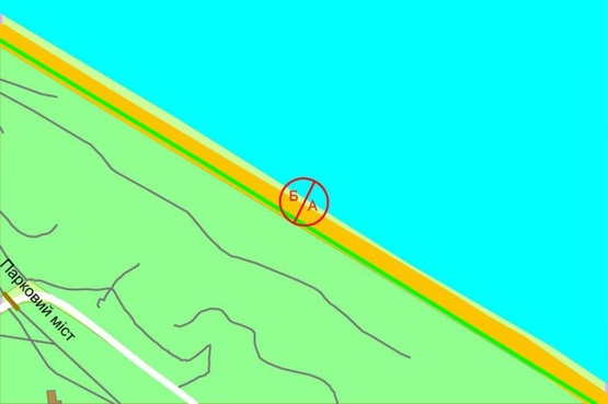 Схема рекламної площини за адресою Набережне шосе (3),(за 500 метрів по ходу до Паркового мосту від мосту Метро)