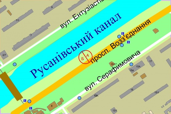 Схема рекламної площини за адресою Соборності (Воссоединения) проспект, рух до мосту Патона (за 250 метрів до зуп. бул.Ігоря Шамо)