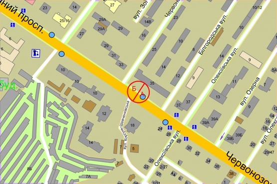 Схема рекламної площини за адресою Валерія Лобановського (Краснозвездный) проспект, 35 рух до Севастопольська площа