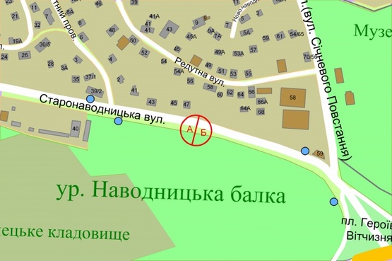 Схема рекламної площини за адресою Старонаводницька, 47 (навпроти) Схема рекламної площини за адресою Старонаводницька, 47 (навпроти)