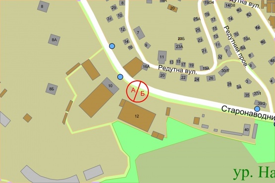 Схема рекламной плоскости по адресу Старонаводницька, 12 (світлофор)  рух до площі ГВВВ