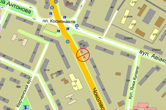 Схема рекламної площини за адресою Чоколівський бульвар, поміж буд. 20, 22