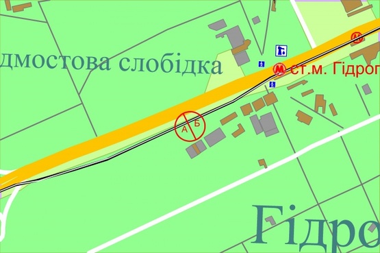 Схема рекламной плоскости по адресу Броварський проспект, 3 (рух в бік лівого берегу за 80 метрів до М"Гідропарк")