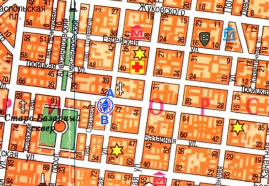 Схема рекламной плоскости по адресу Екатерининская ул. 54 - Успенская ул.