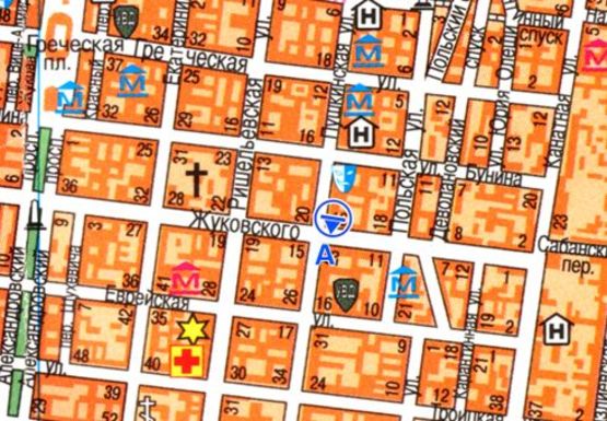 Схема рекламной плоскости по адресу Пушкинская ул. - Жуковского ул. А4