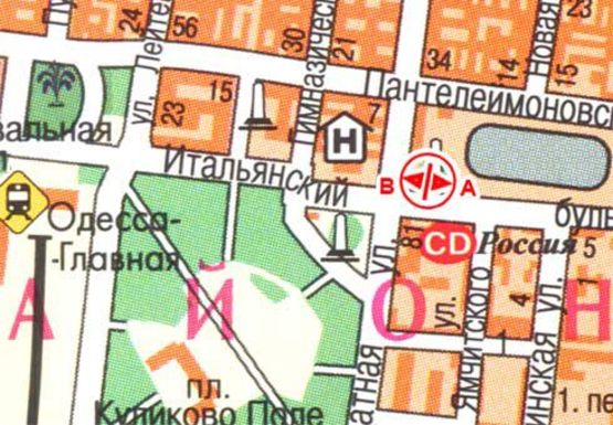 Схема рекламної площини за адресою Итальянский блв. - Канатная ул., 79/1 B