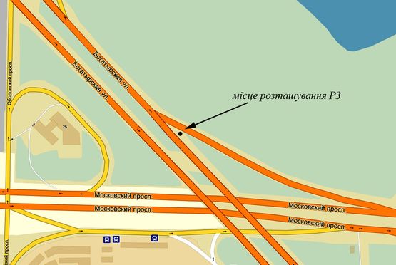 Схема рекламной плоскости по адресу просп.Московский, заезд на Богатырскую, слева Схема рекламной плоскости по адресу просп.Московский, заезд на Богатырскую, слева