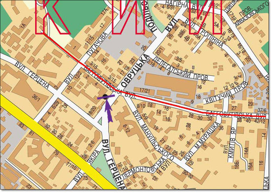 Схема рекламної площини за адресою ул.Овруцкая/ул.Баггоутовская , ТЦ "Променада"