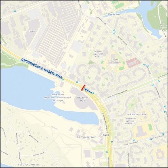 Схема рекламной плоскости по адресу Днепровская наб., разделитель, к м.Патона Схема рекламной плоскости по адресу Днепровская наб., разделитель, к м.Патона