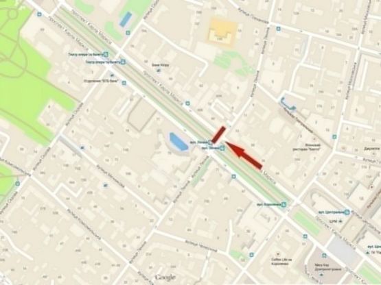 Схема рекламної площини за адресою пр-т. Д. Яворницького - вул. Воскресенська, роллер 4х3/пр. К. Маркса - ул. Ленина, роллер 4х3